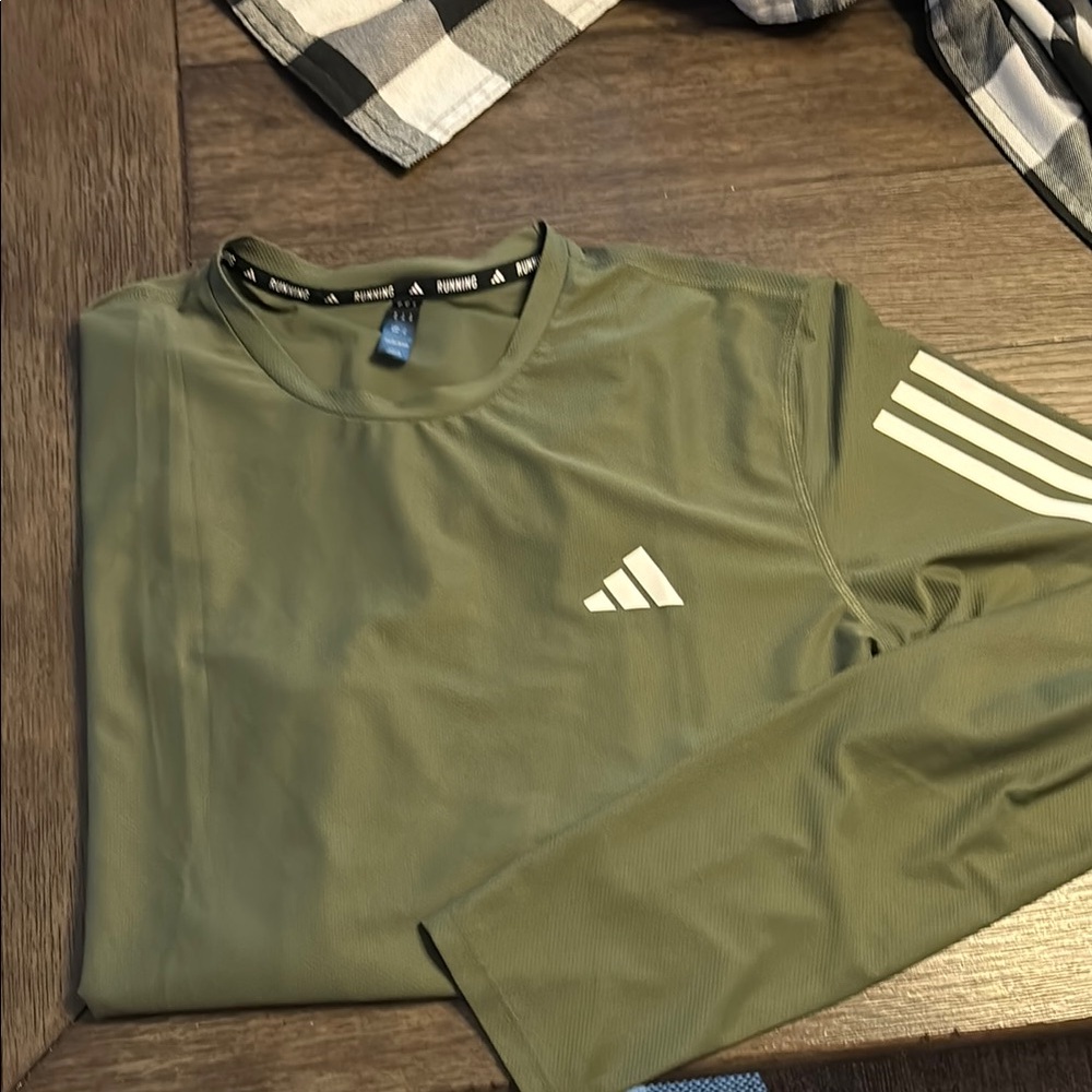Adidas Men's Running Green Long Sleeve Shirt